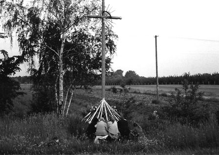 Naboestwo majowe przy przydronym krzyu. Przedmiecia owicza, 2003 r. fot.: Jacek P. Jackowski